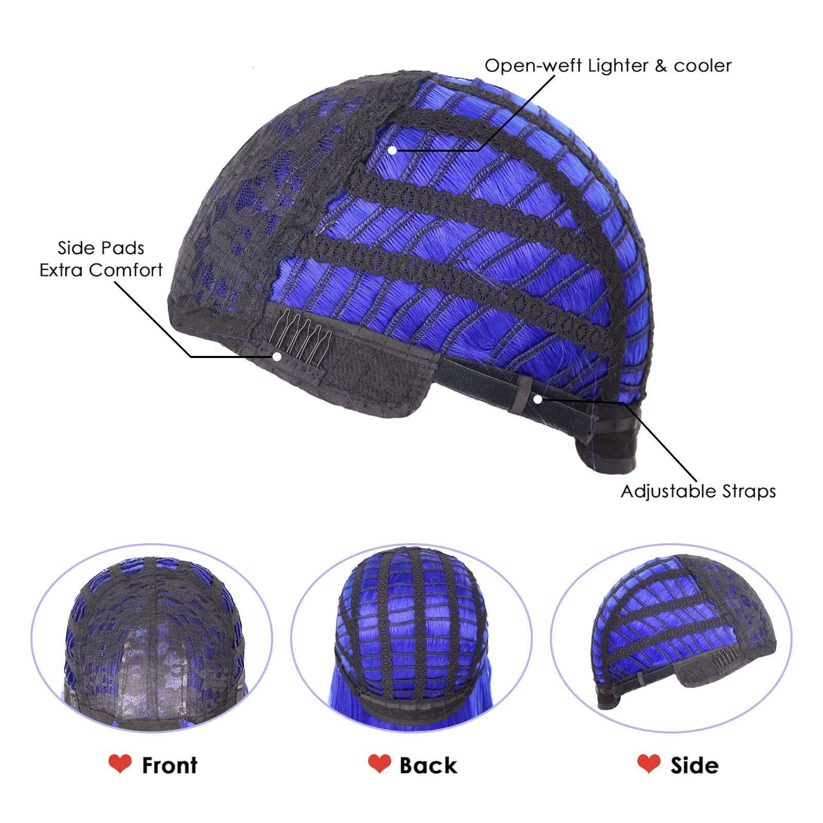 Corae Blue Short Straight Bob Wig Heat Resistant Synthetic Wigs For Halloween Cosplay Party