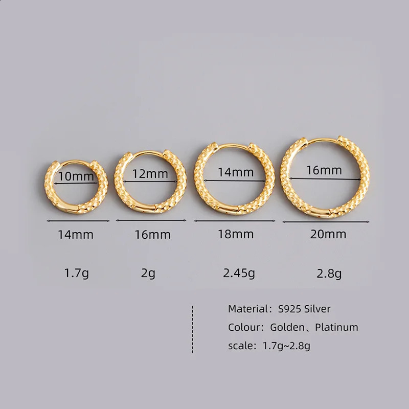 WOOZU 925 Sterling Silver Fine Round Hoop Earrings for Women Man Fashion Pretty Ear Rings Casual Party Jewelry Holiday Gifts 250228