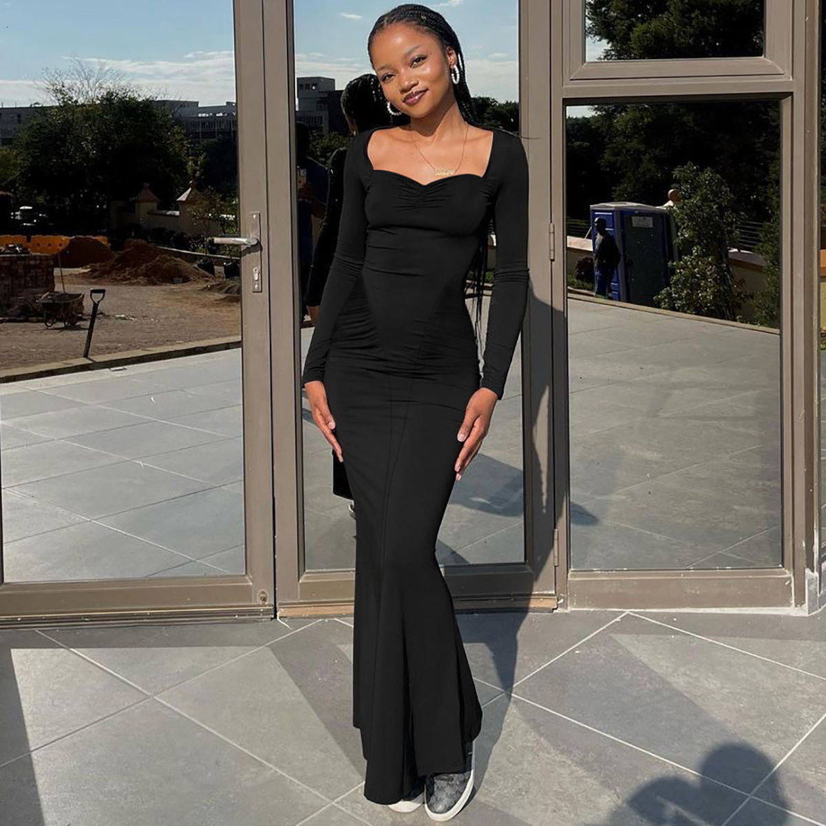 Hot Selling Women's Clothing New4 Autumn New Product Fashionable And Sexy Slim Fit Pleated Long Sleeved Dress For Women