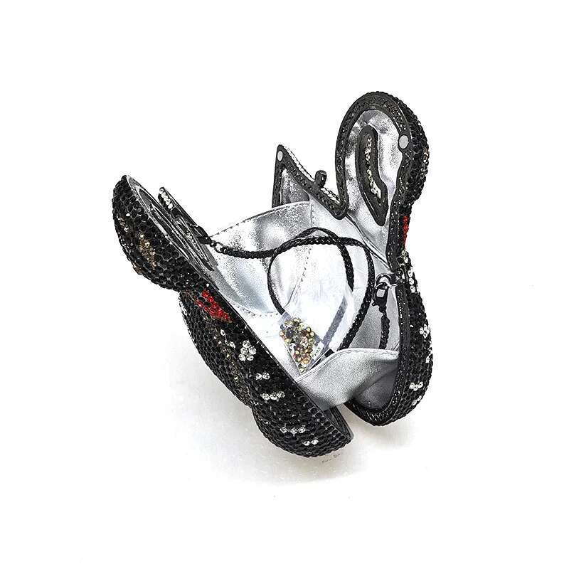 Funny Swan Crystal Clutches Women Evening Handbag Dias Ladies Bridal Wedding Party Purses Bag