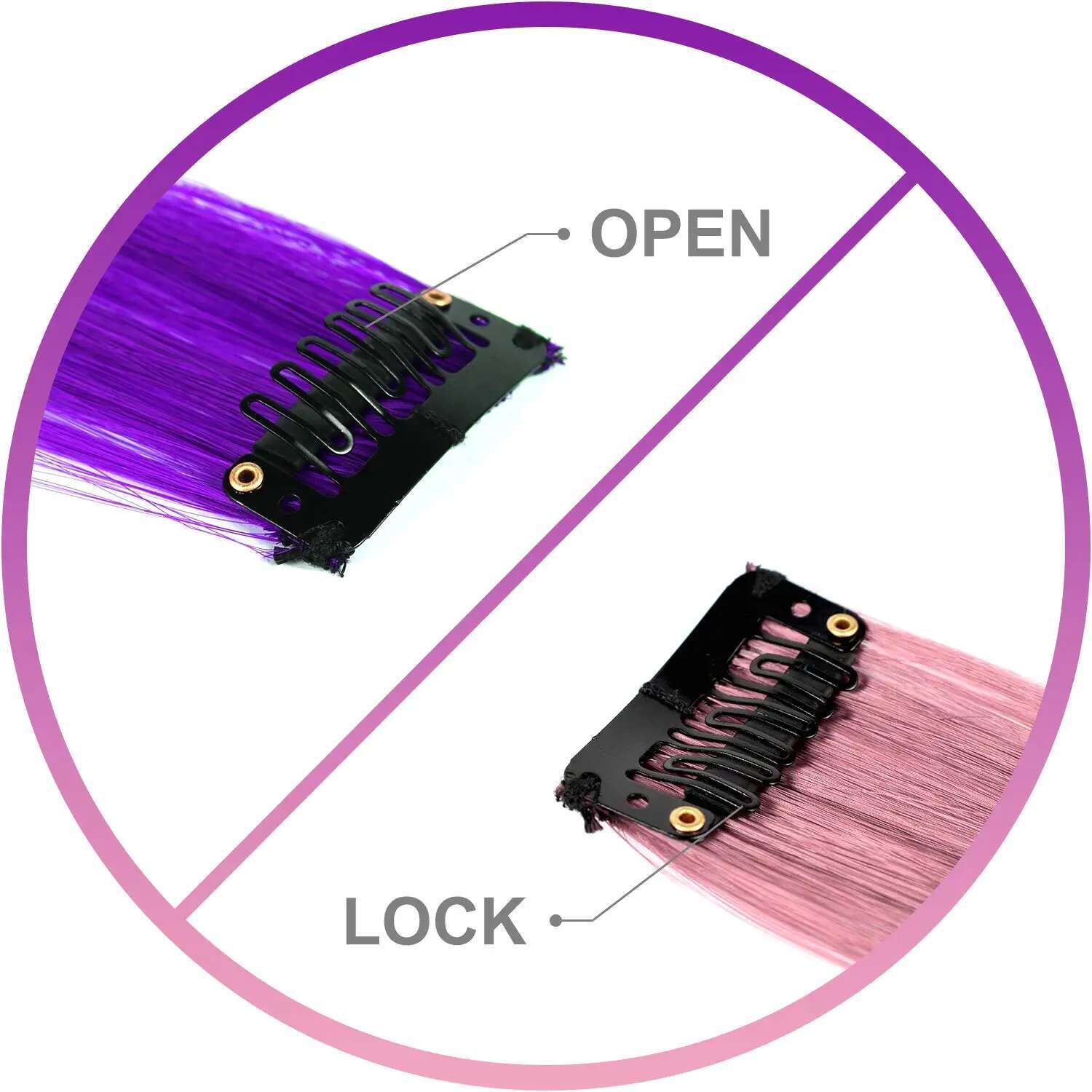 Synthetic Colored 10 PCS Clip In Hair Extensions Party Colorful Hairpieces For Christmas Girls Women Kids Gifts