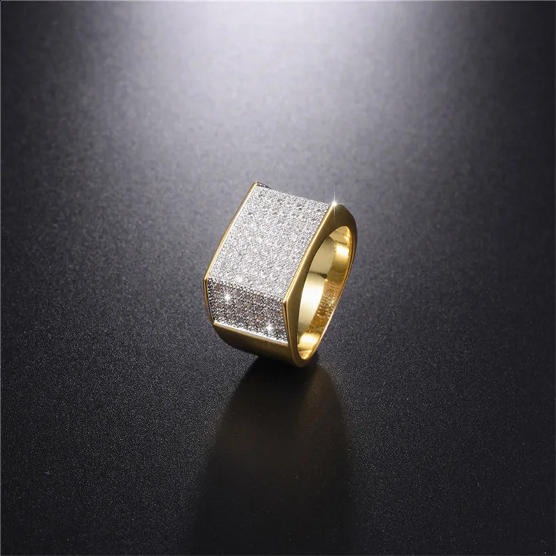 Mens Hip Hop Ring jewelry 925 Silver bling SONA Simulated Diamond painting full gold rings for boys Party gift Size 8-13 250227