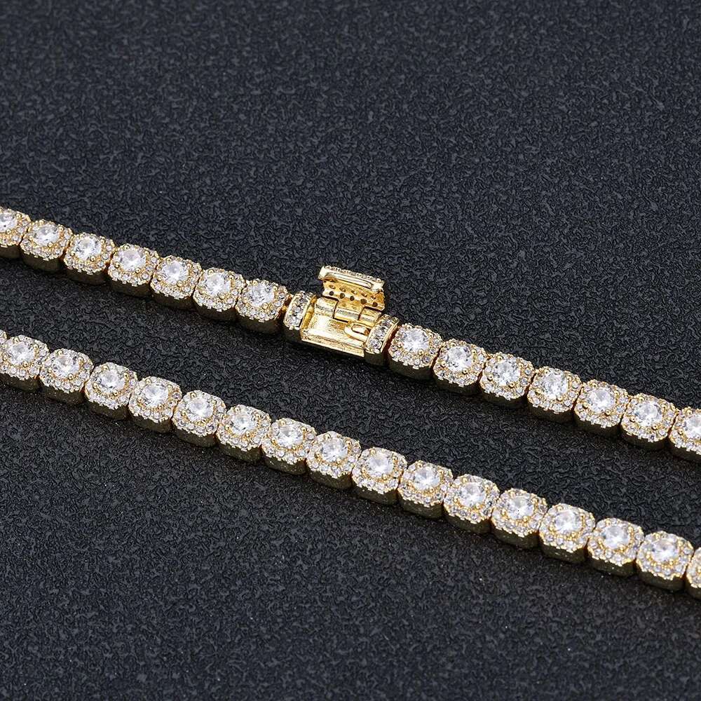 Hip Hop Jewelry 5mm Female Iced Tennis Chain Choker Bg Zircon Cluster Dia Necklace for Women Christmas Day Gift