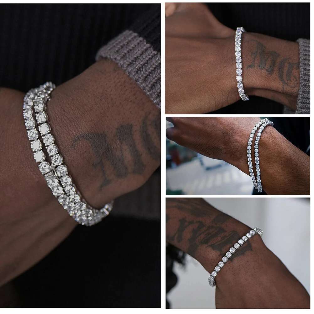 ORSA JEWELS Authentic Sterg Sier Tennis Bracelet Moulding Process Hanmade High-end Hand Chain for Man Woman SB128
