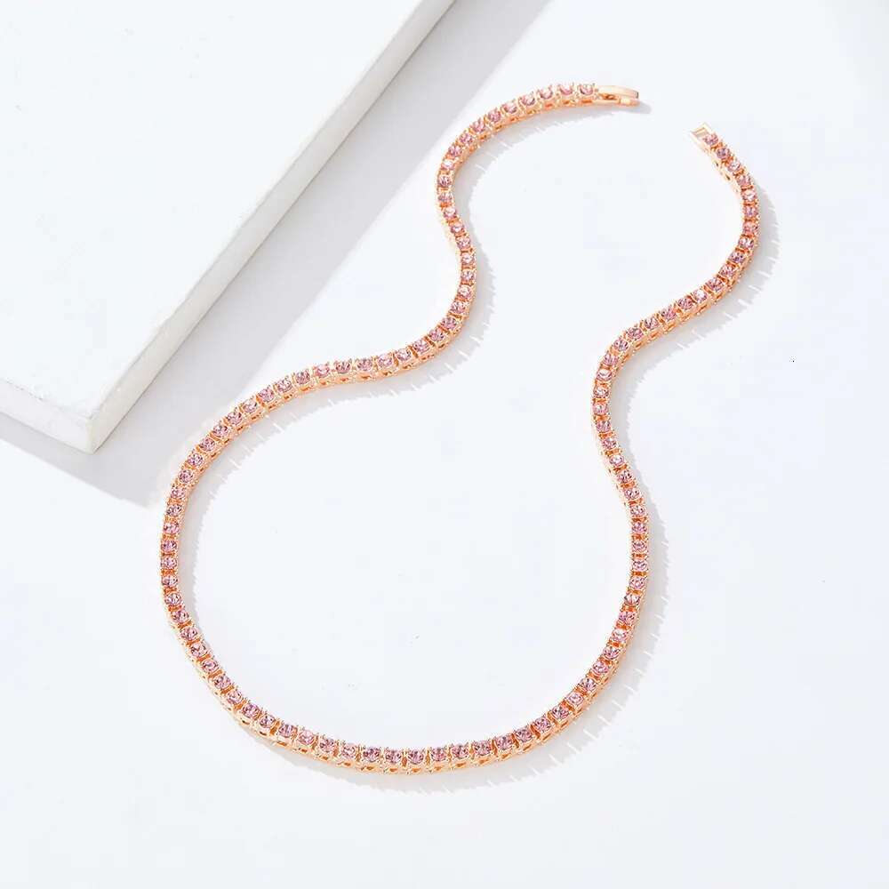 Hip Hop Versatile Zinc Alloy Dia Set Tennis Necklace Men Real 3/4/5mm Dias Cuban Neck Chain Fine Jewelry