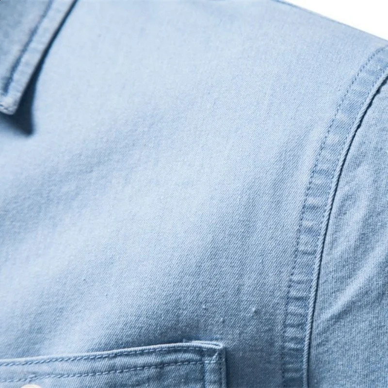 Spring crossborder European size mens denim shirt trend allinone longsleeved fashion top 250226