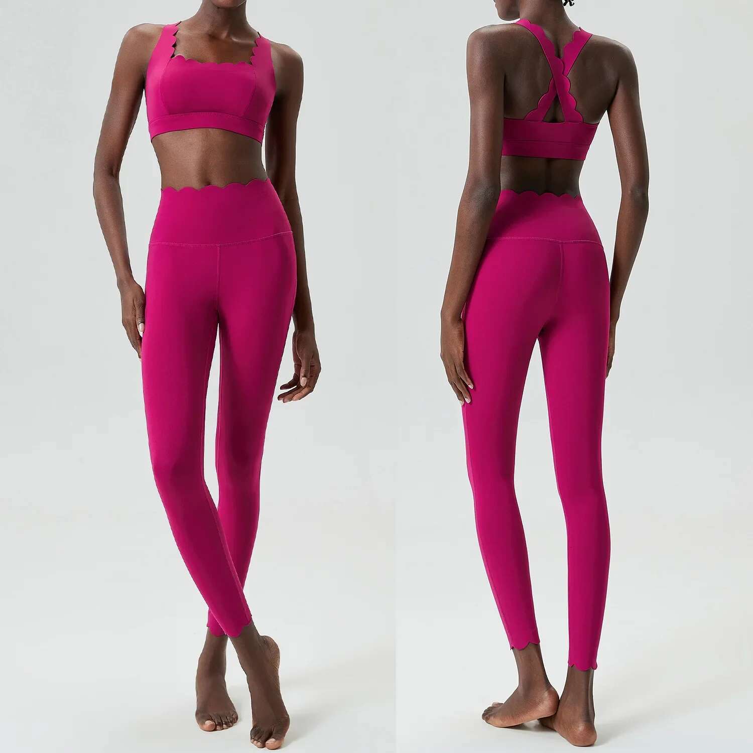 2Pcs Fiess Women Gym Clothes Breathable High Streth Slim Fit Running Sportswear Workout Set Sports Bra Yoga Pants
