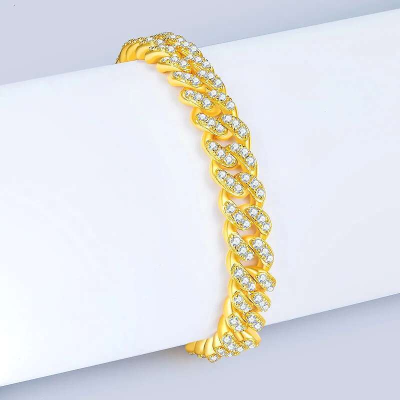 Halaile D Color Full Moissanite S Sterg Sier Bracelet with GRA Hip Hop Cuban Chain Fine Jewelry for Men Women Gift