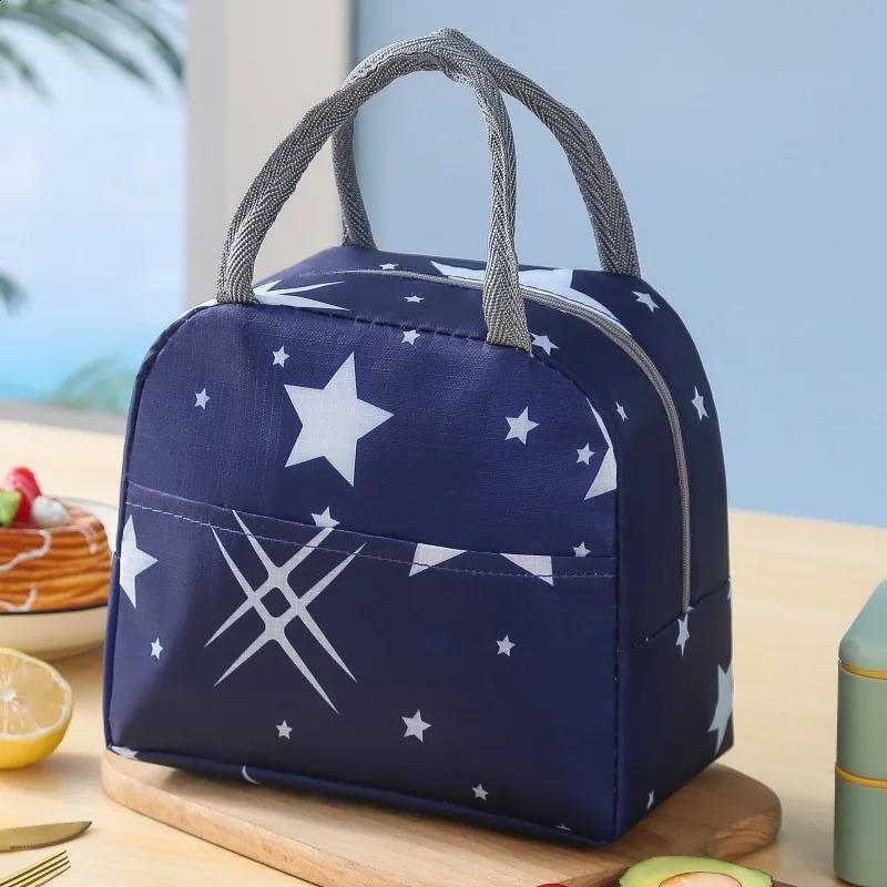 ISKYBOB Insulated Lunch Box Bag Thick Aluminum Foil Student Office Staff Portable Bento Bag Lunch Bag Carrying Meal Bag 250228