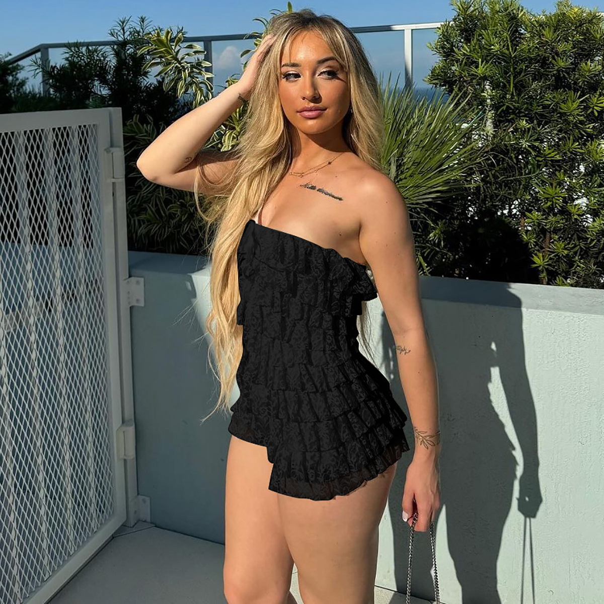 Hot Selg Women's Clothing New4 Summer New Product Fashionable And Sexy Slim Fit Strapless Woolen Jumpsuit For Women