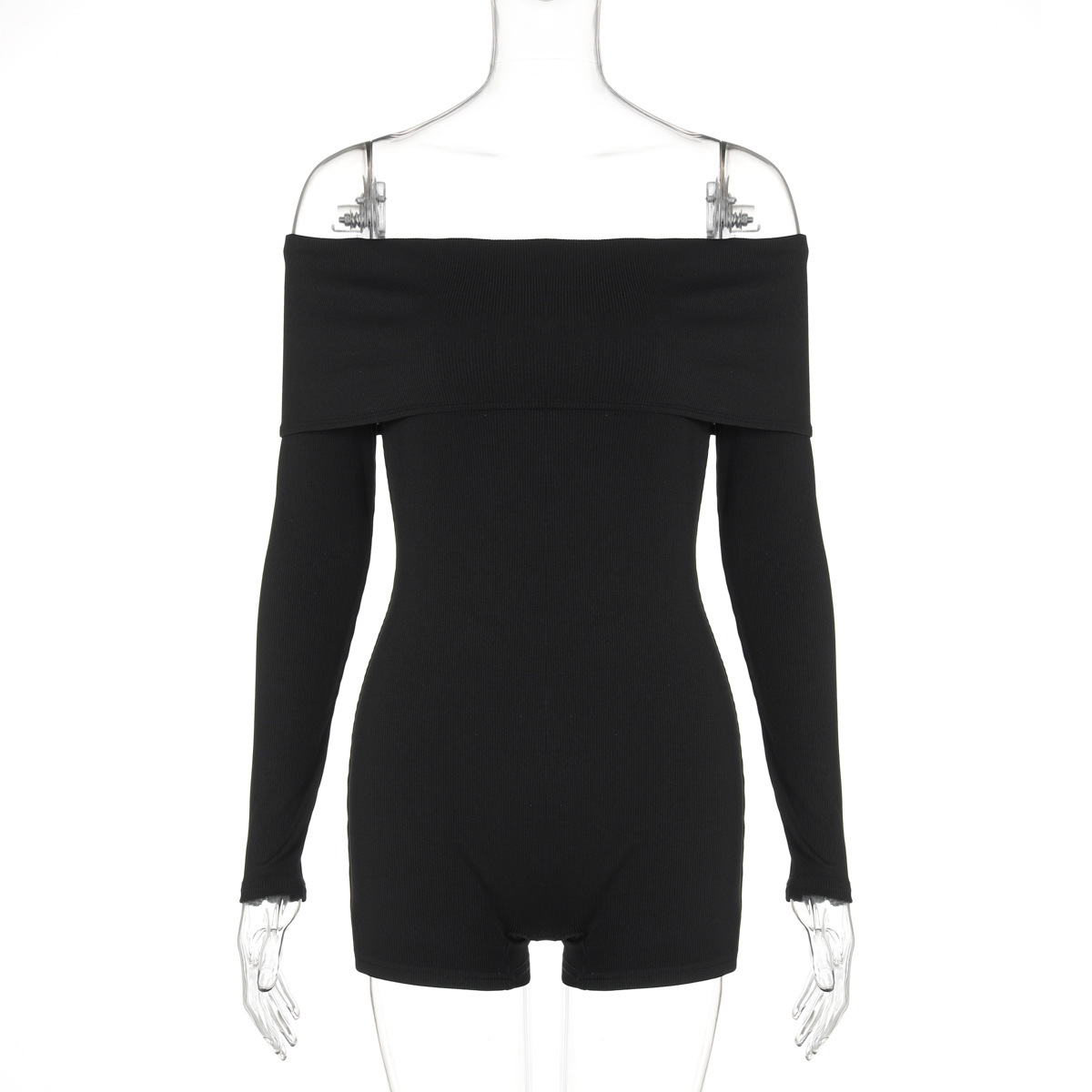 New4 Autumn New Sexy One Neck Off Shoulder Long Sleeve Knitted Casual Jumpsuit