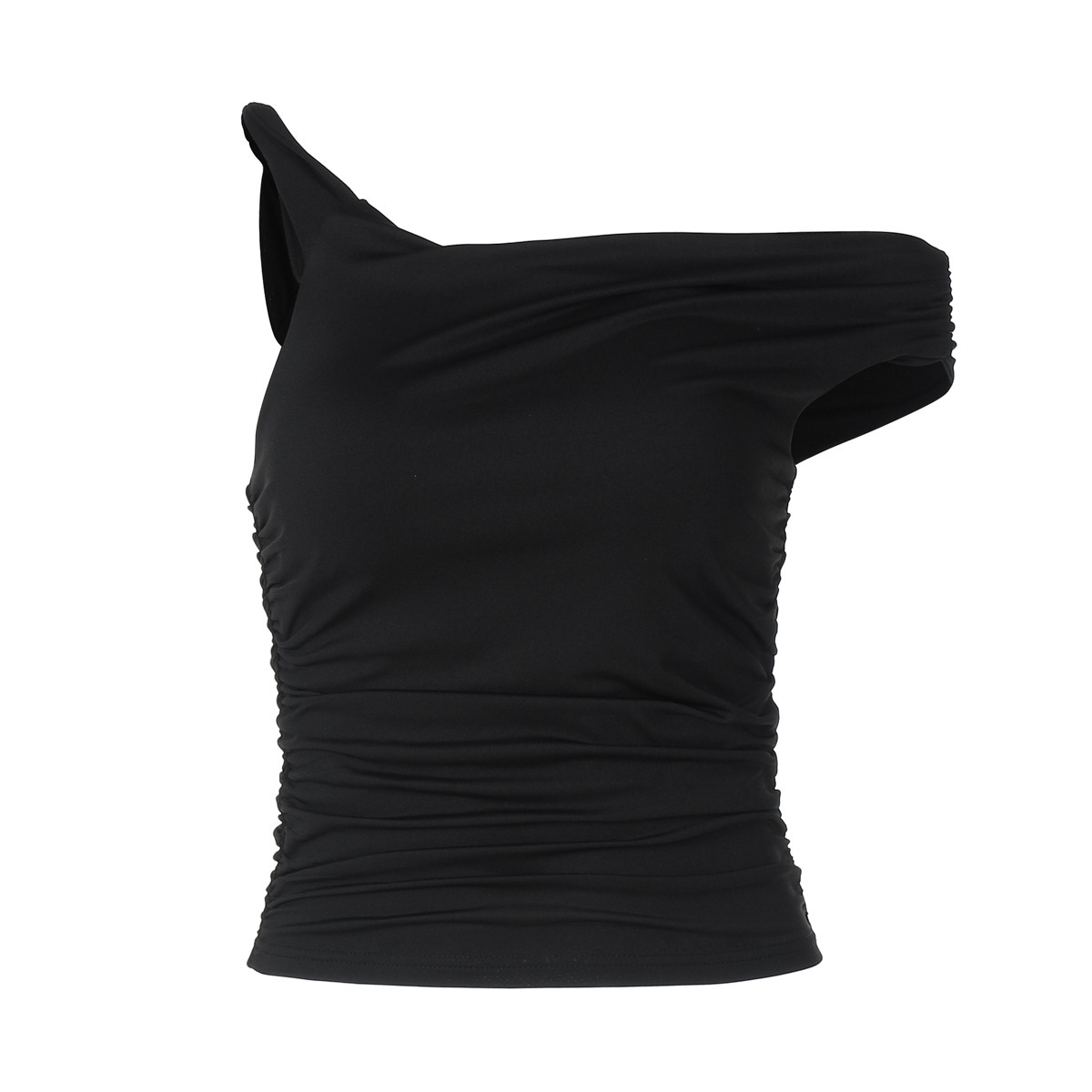 Women's Clothing New4 Winter New Product Fashionable Spicy Girl Slim Fit Pleated Irregular T-Shirt Top For Women