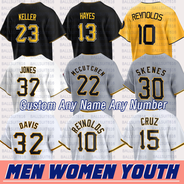 #10 Bryan Reynolds #15 Oneil Cruz #13 Ke'Bryan Hayes Pirates Jerseys Paul Skenes Mitch Keller Andrew McCutchen Henry Davis Jared Jones Custom City Baseball Jerseys