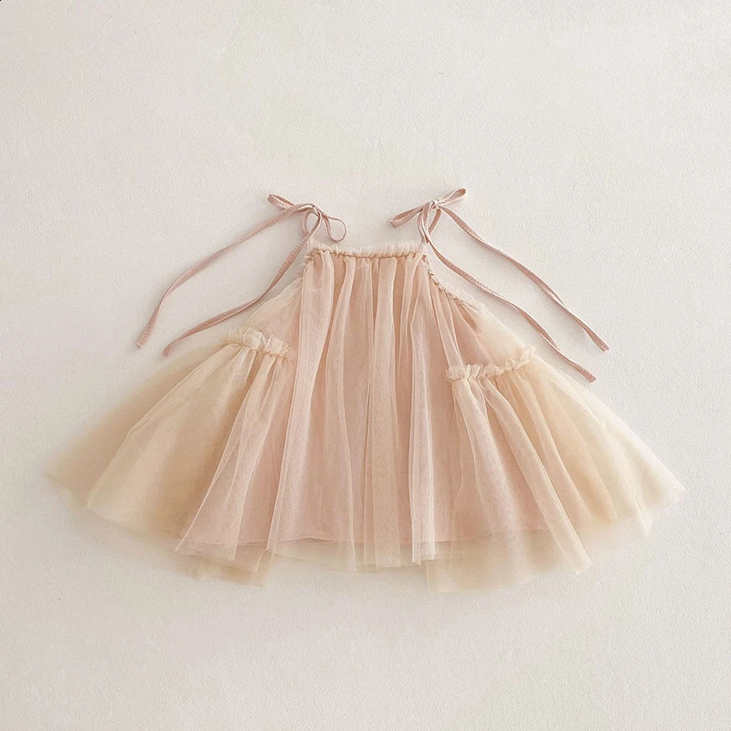 0-3Y Summer Baby Girls Straps Princess Dress Korean Style Cute Childrens Tulle Suspenders Dress Toddler 1st Bithday Clothes 250228
