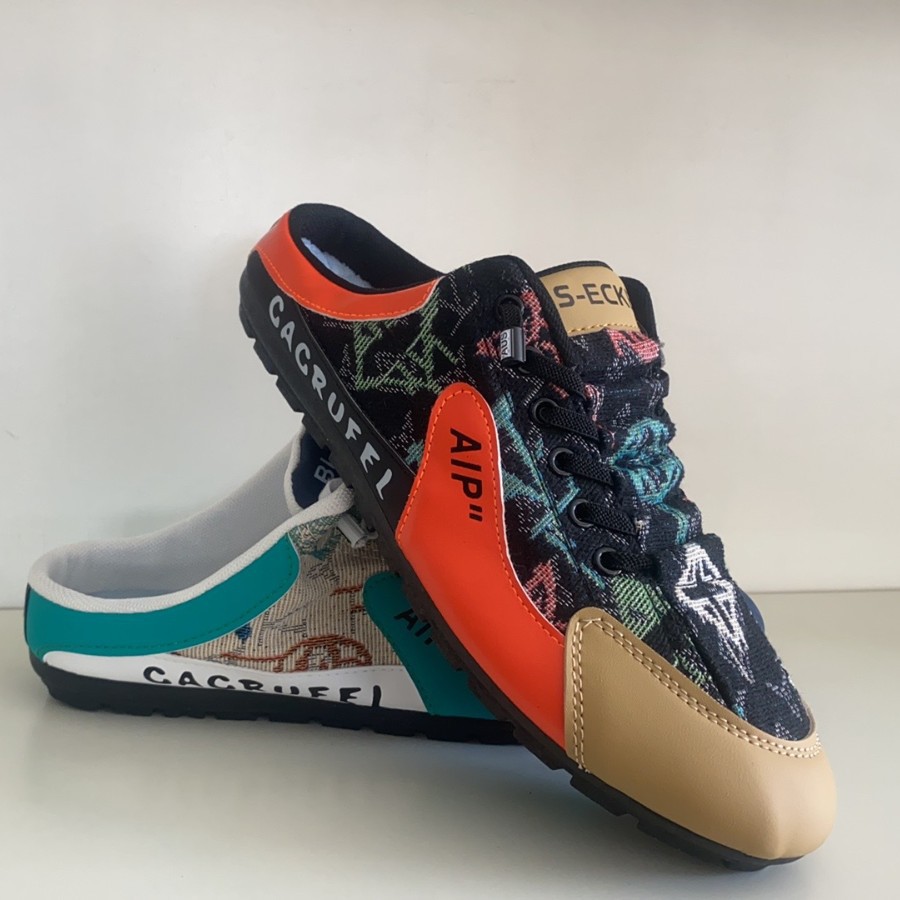 Baotou half support shoes men 2025 cross-border explosive cloth breathable heelless outdoor casual shoes a slip-on lazy shoes