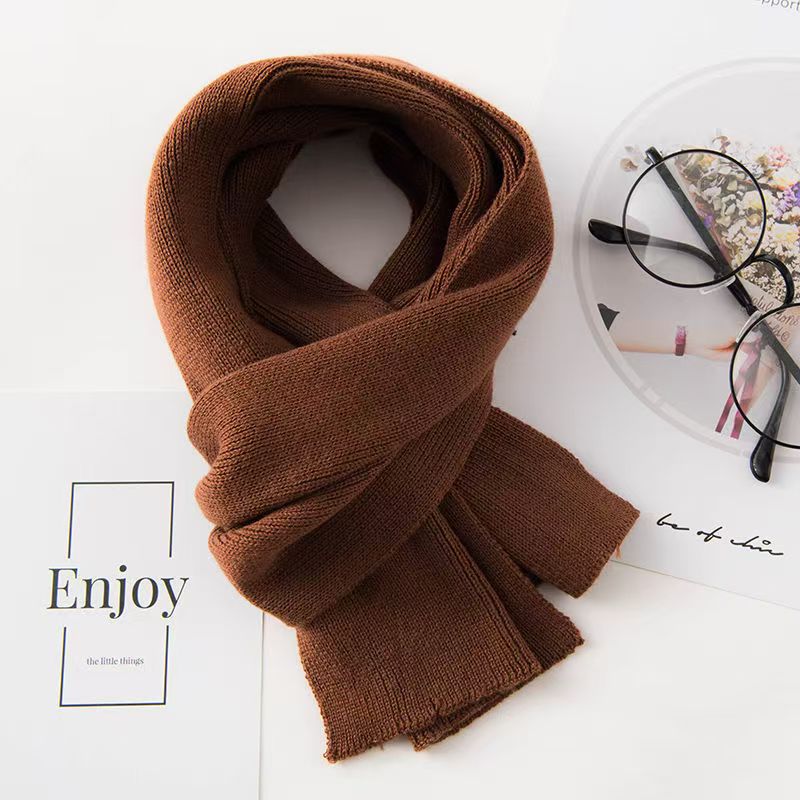 T208 scarf women's winter new all-match Korean Japanese style solid color female shawl student warm knitted long scarf