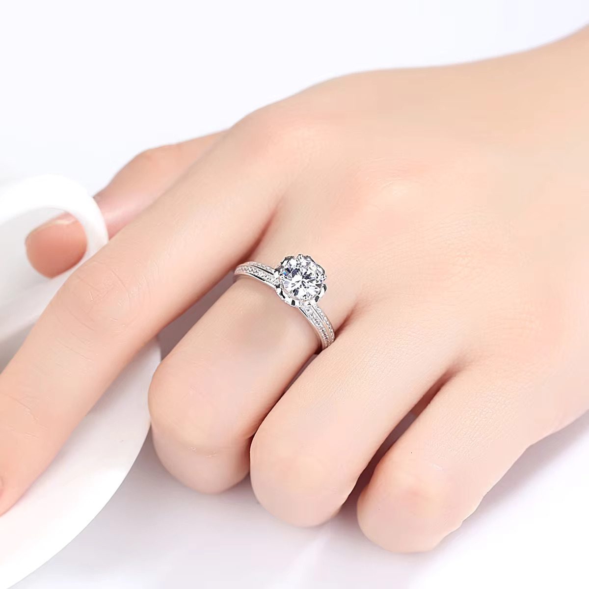 Romantic pyroxene ring, zircon sterg sier engagement and wedding ring