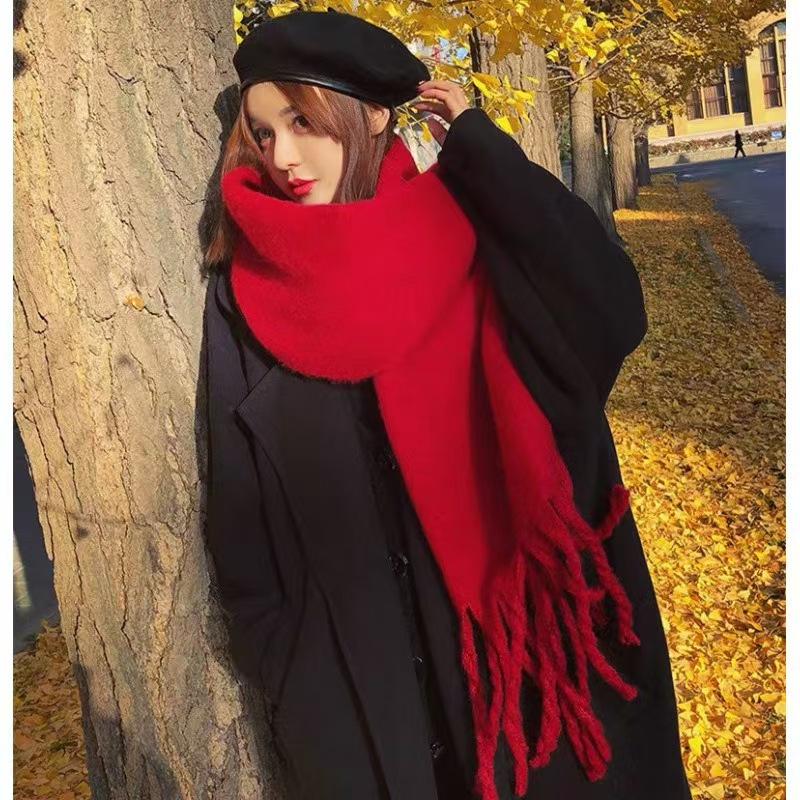 K027 2025 new home style solid color imitation cashmere scarf candy color soft student couple warm neck shawl