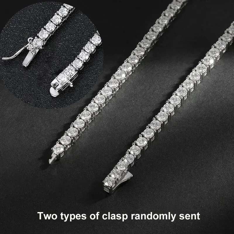NKHOG 14-24 inch All Moissanite Tennis Necklace For Women Sterg Sier Plated Gold Pass Dia Test Pendant Jewelry