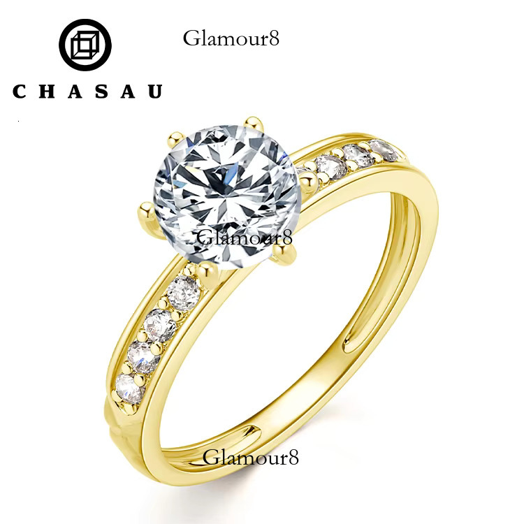 Real 10K Solid Gold 1.2ct 7mm Moissanite Engagement Wedding Rings with Gra Certificate