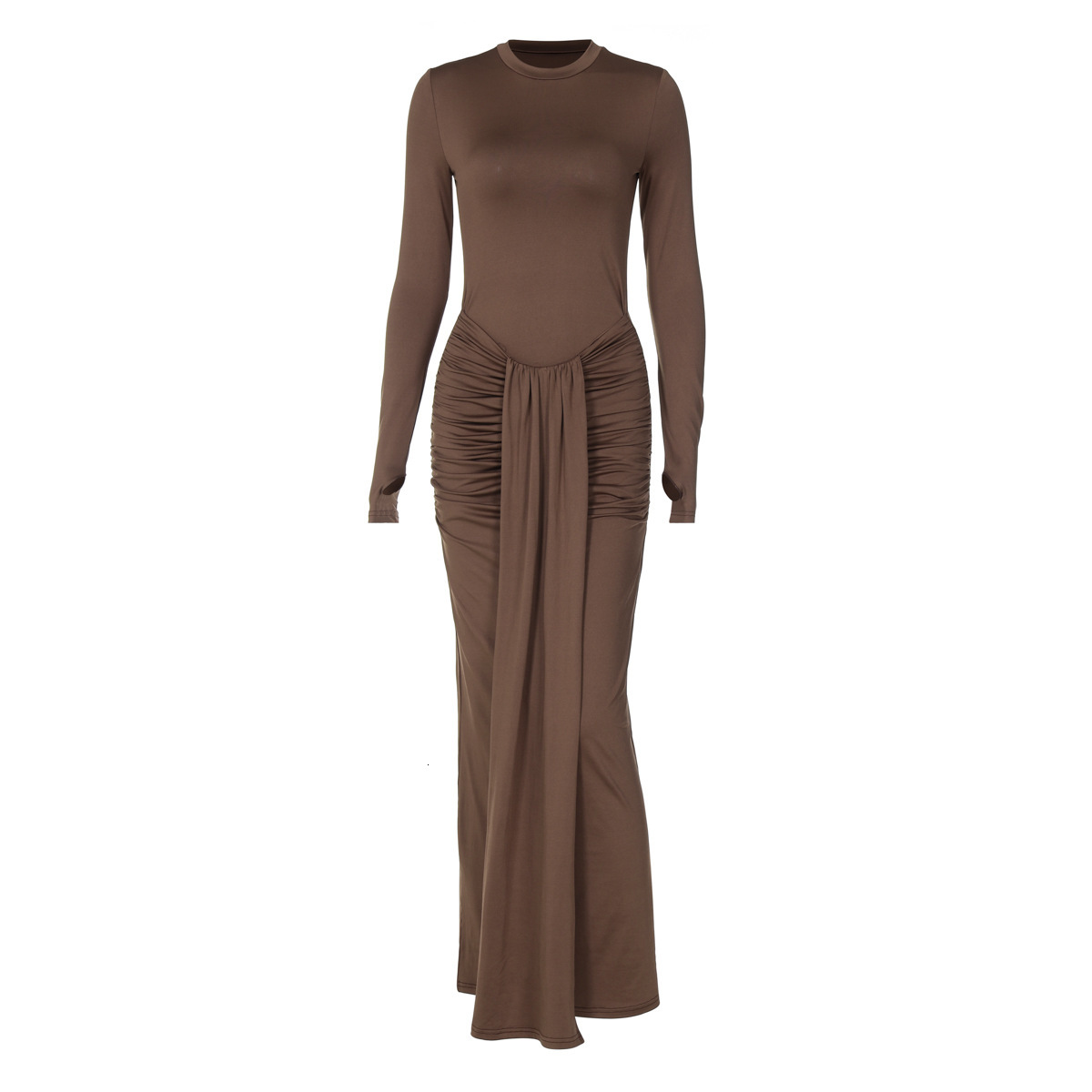 Fashionable Personalized Mid Waist Lace Up Slimming Long Sleeved Dress For Women's Fashion New4 Autumn And Winter New Products