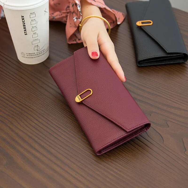 Women's Genuine 2025 New Change Card Position Head Layer Soft Leather Wallet Thin Edition Can Hold Mobile Phone