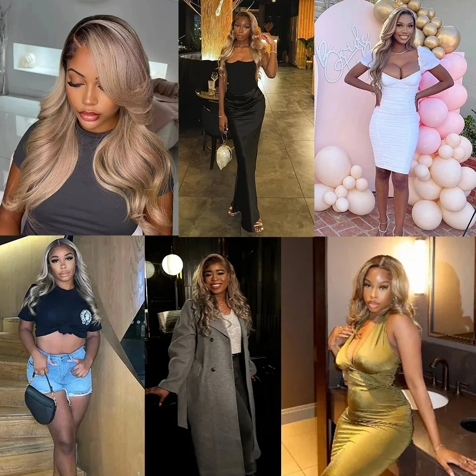 Ash Blonde Transparent Lace Frontal Wigs Pre Pluck Honey Blonde Ombre Colored Lace Front Wig Wavy Human Hair For Women