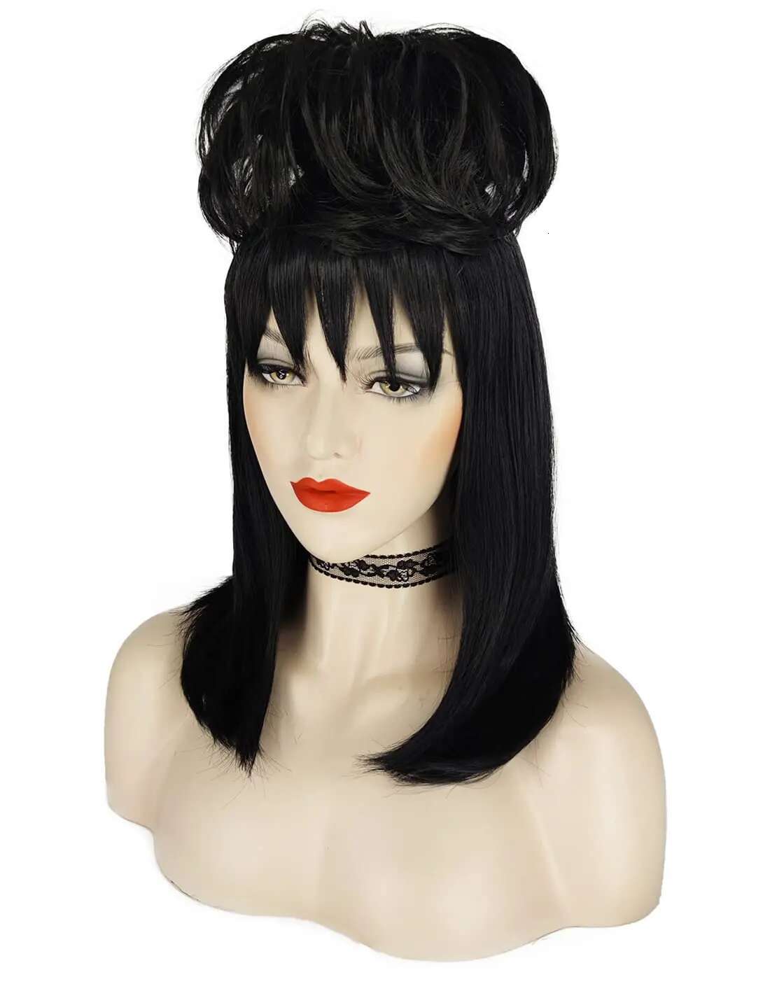 Synthetic Long Black With Necklace Cute Natural Soft Hair With Wig Cap Colored Wigs For Party Costume THE RUNAWAY BRIDE