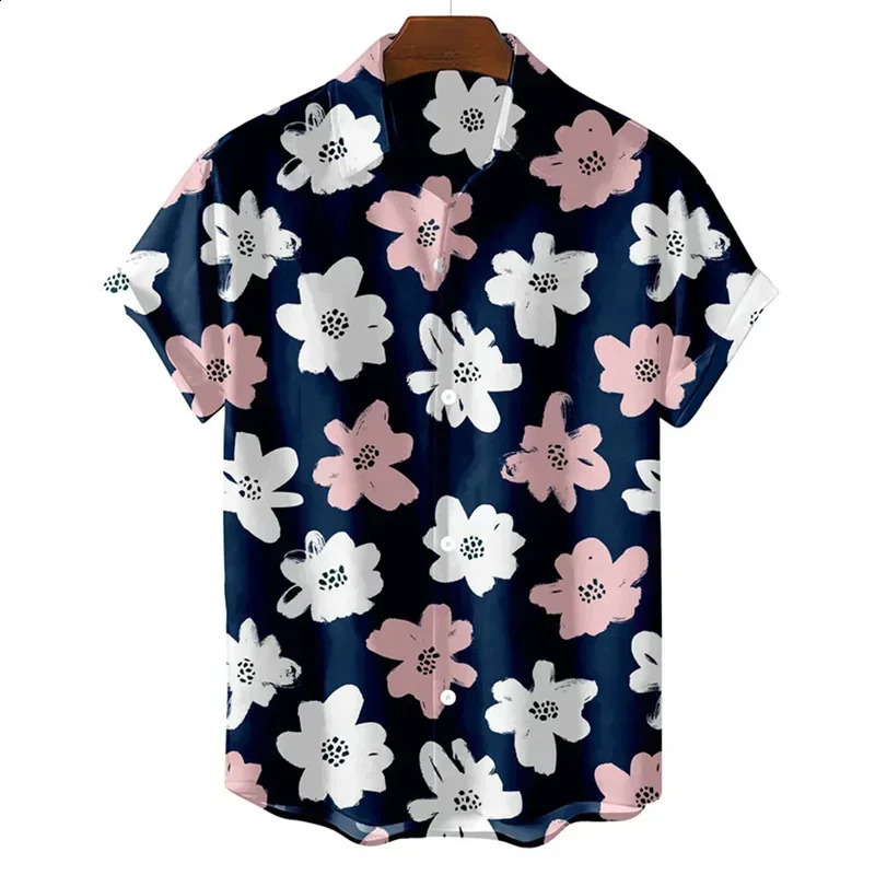 Hawaiian Vintage Mens 3D Shirt Print Flowers Harajuku Fashion Beach Vacation Street Social Plus Size Mens Short Sle 250225