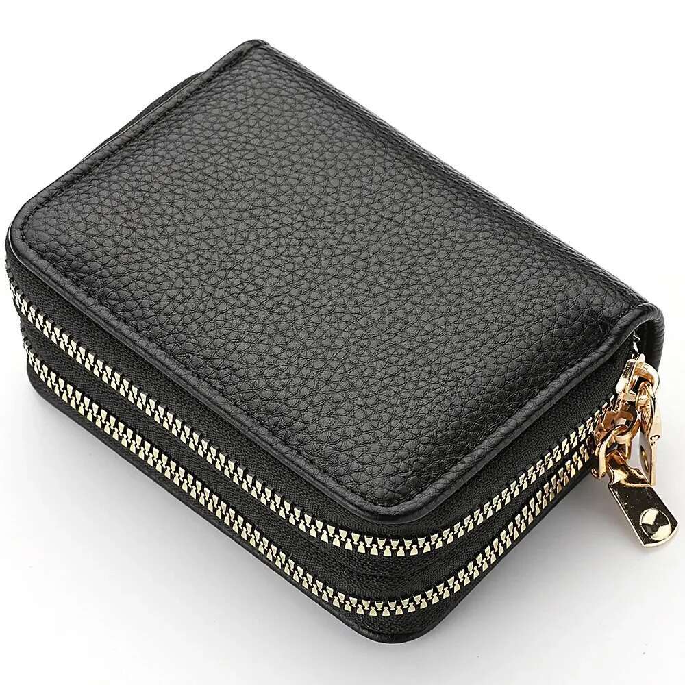 Women Wallet Short Style Lychee Pattern Solid Color Fashion Large Capacity Multi Card Slot Coin Purse With Zipper