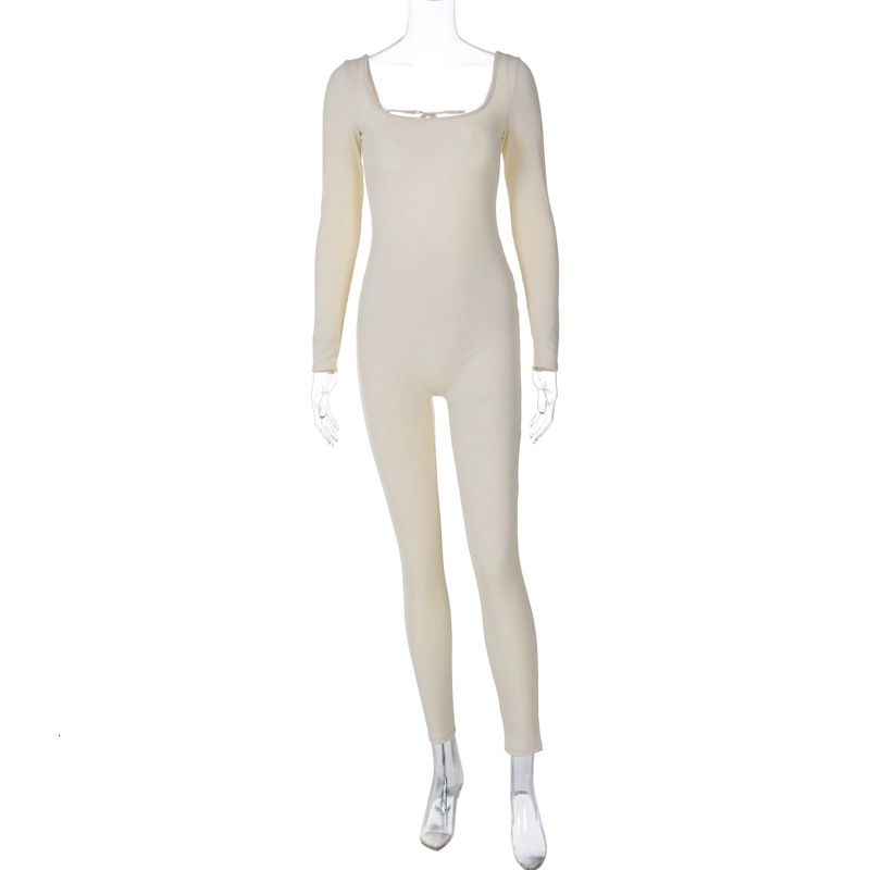 Women's New3 Winter New Fashion And Sexy Open Back Lace Up Slim Fit Long Sleeved Jumpsuit For Women