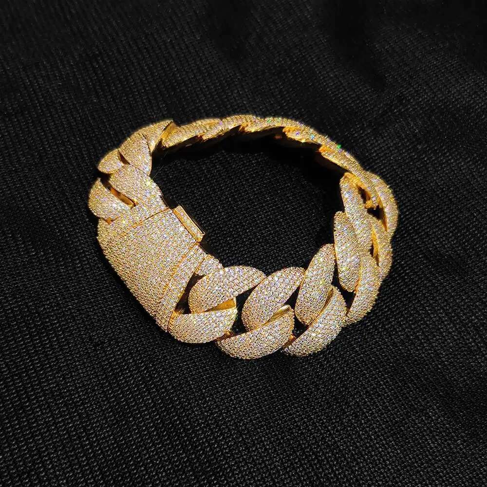 Hip Hop Rock Exaggerated 22mm Chunky Choker Jewelry Iced Out Full Cuban k Chain Bracelet For Men