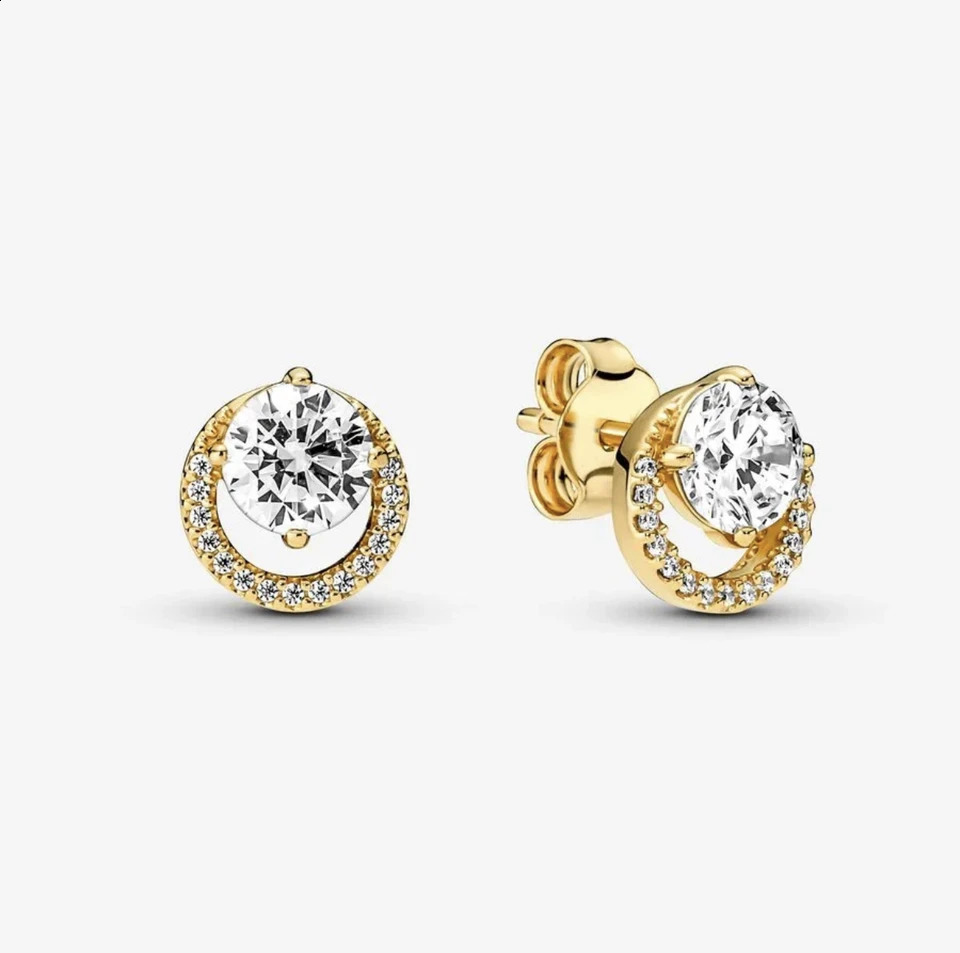 100% 925 sterling silver double circle heart-shaped zircon romantic earrings suitable for womens charming Diy exquisite jewelry gifts 250228