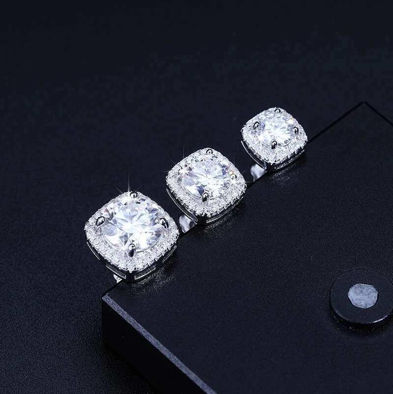Classic Round Cut 1CT Test Passed Moissanite Dia Earrings For Women Fine Jelwery Sterg Sier Earring Engagement Gift