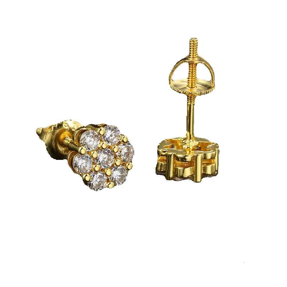 wer Iced Out CZ Earrings Gold Color Screw Ear Stud For Women Men Cool Punk Hip Hop Jewelry Gifts Wholesale OHE175