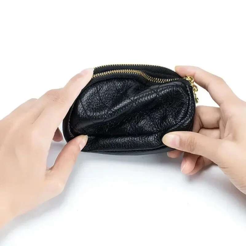 Fashion Women's Mini Leather Card Holder Coin Wallet Small Wallet Zipper Keychain Women's Handbag