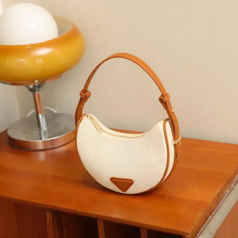 Simple Canvas Half Moon Shoulder Bags For Women Designer Female Hobos Handbag Chain Crossbody Bag Bolsas Feminina