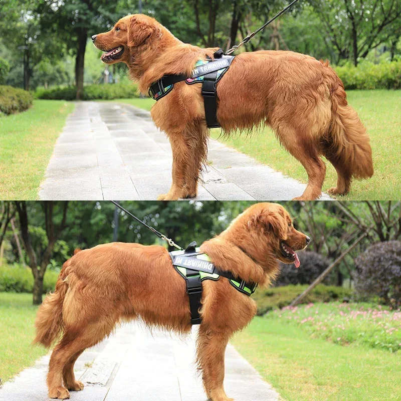 KOMMILIFE Adjustable Nylon Dog Harness Personalized Harness For Dogs Reflective Breathable Neck Guard Dog Harness Vest No Pull 250224