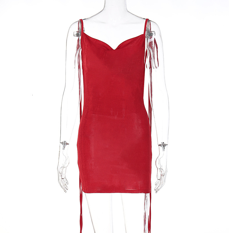 Wind Women's New4 Summer New Fashionable And Sexy Backless Lace Up Slim Fit Dress With Temperament