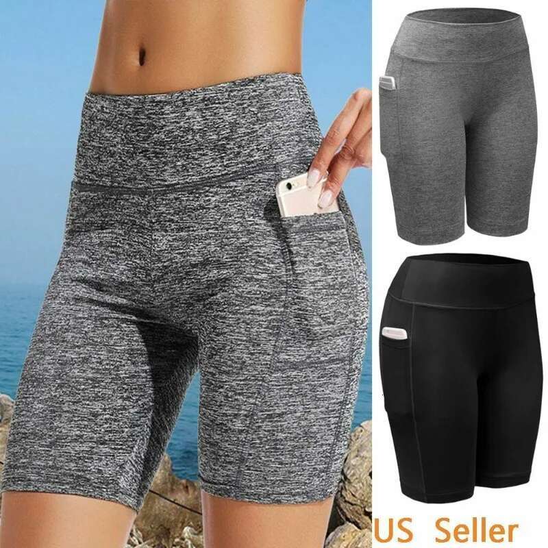 Yoga For Women Summer Fiess Biker Workout Running Sports Shorts Quick Drying Sportwear With Pocket Breathable
