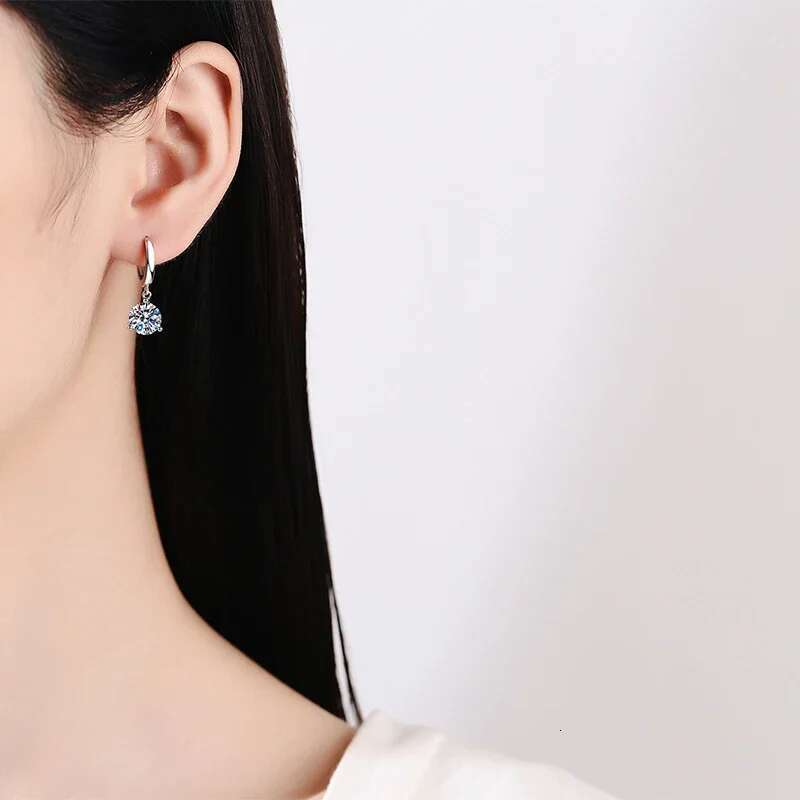 NeeTim 2ct Moissanite Earrings100% S Sterg Sier Orginal Drop Earring Wedding Bride Jewelry with Certificate for Women