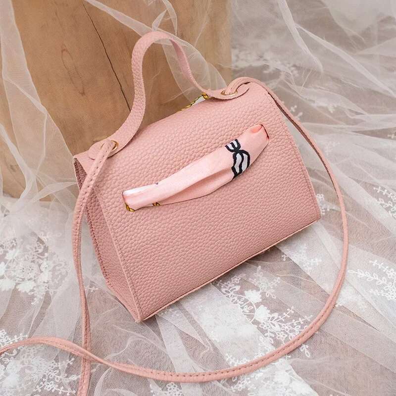 2025 New Women's Ribbon PU Leather Bow Decoration Mini Flip Cover Handbag Women's Fashion Single Shoulder Bag Crossbody Bag Handbag