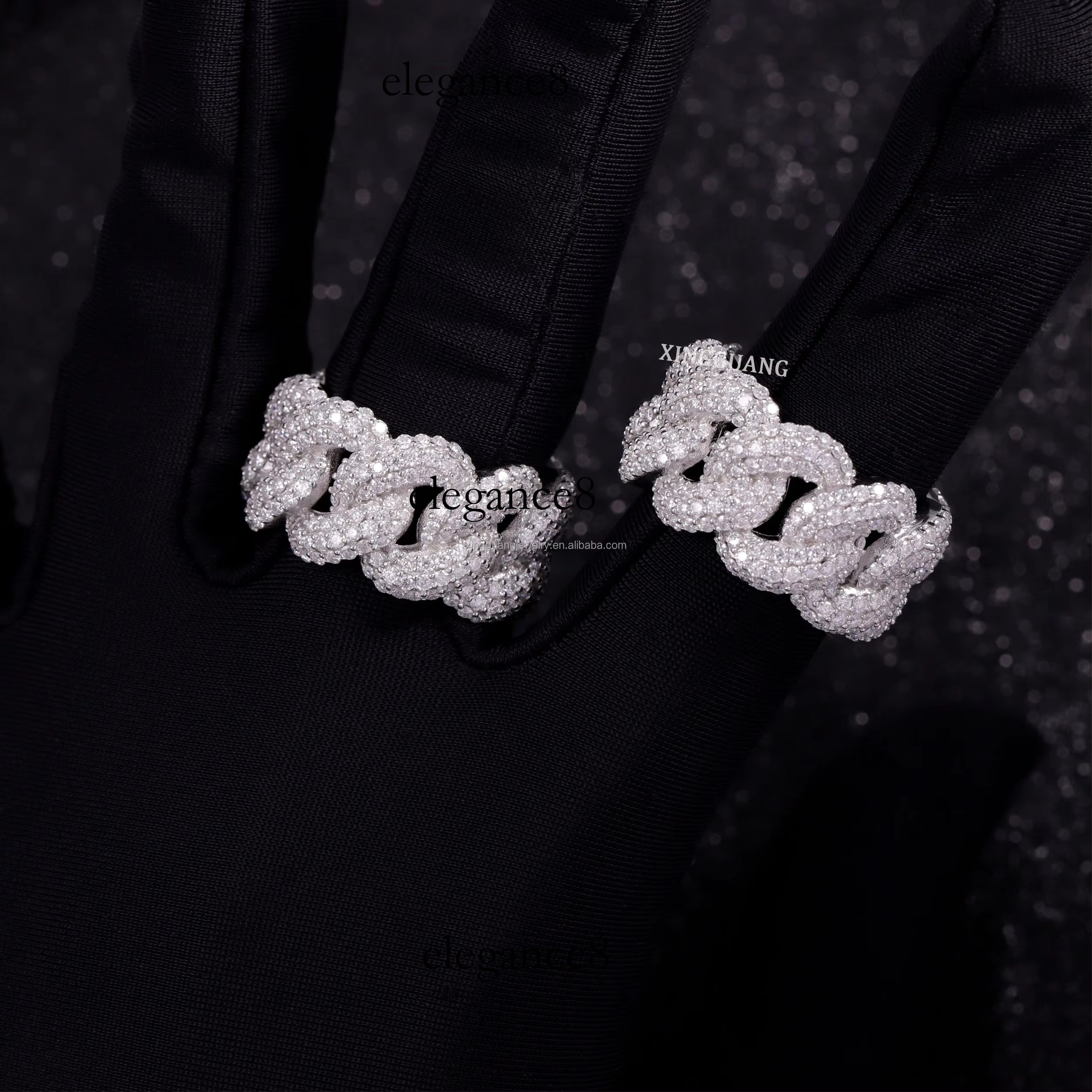 Iced Jewelry Pure Sier Men's Hip Hop VVS Mozambique Cuban Ring