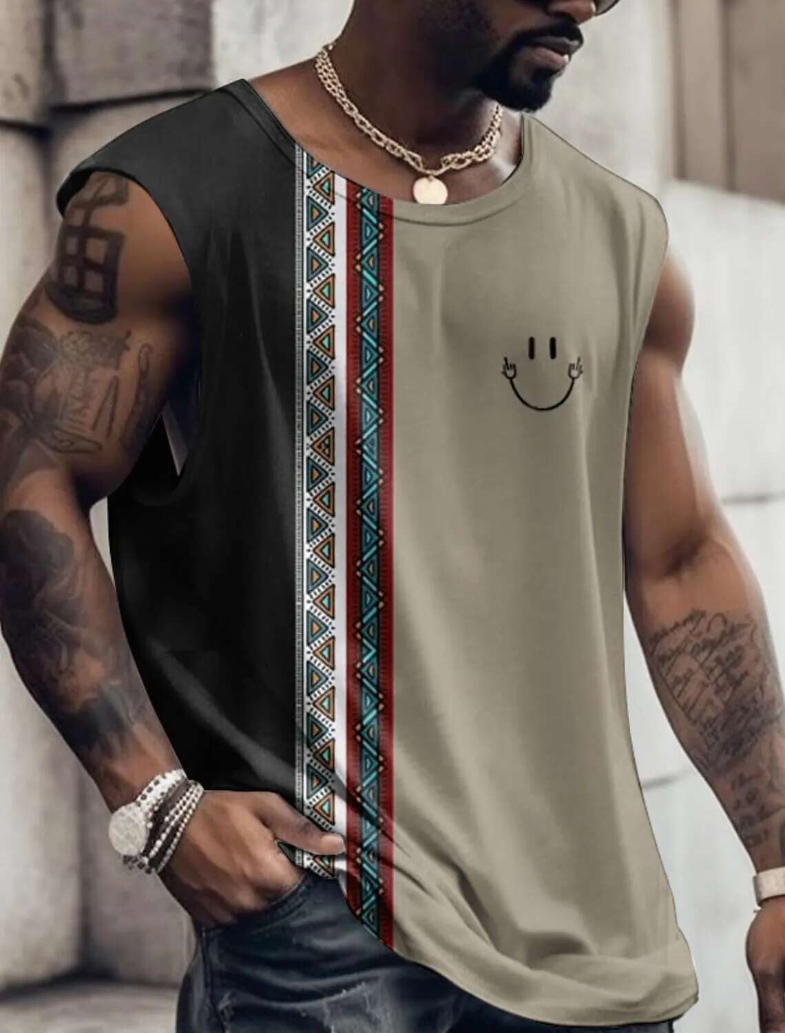2025 New Summer Bo Fiess Vest Sports Top Sleeveless Clothing Fun Pattern Men's Designer Vest