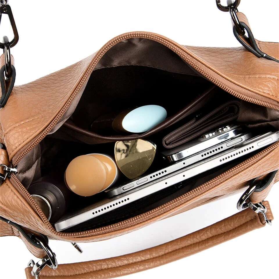 Vintage Famous Brand Soft Leather Handbag Large Capacity Tote Bag Women's Shoulder Crossbody Bags