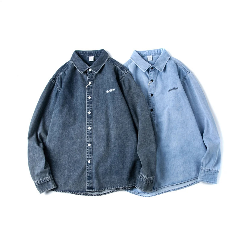 2025 Spring and autumn fashion Japanese retro allmatching thin coat trend loose casual denim shirt long sleeve 250226