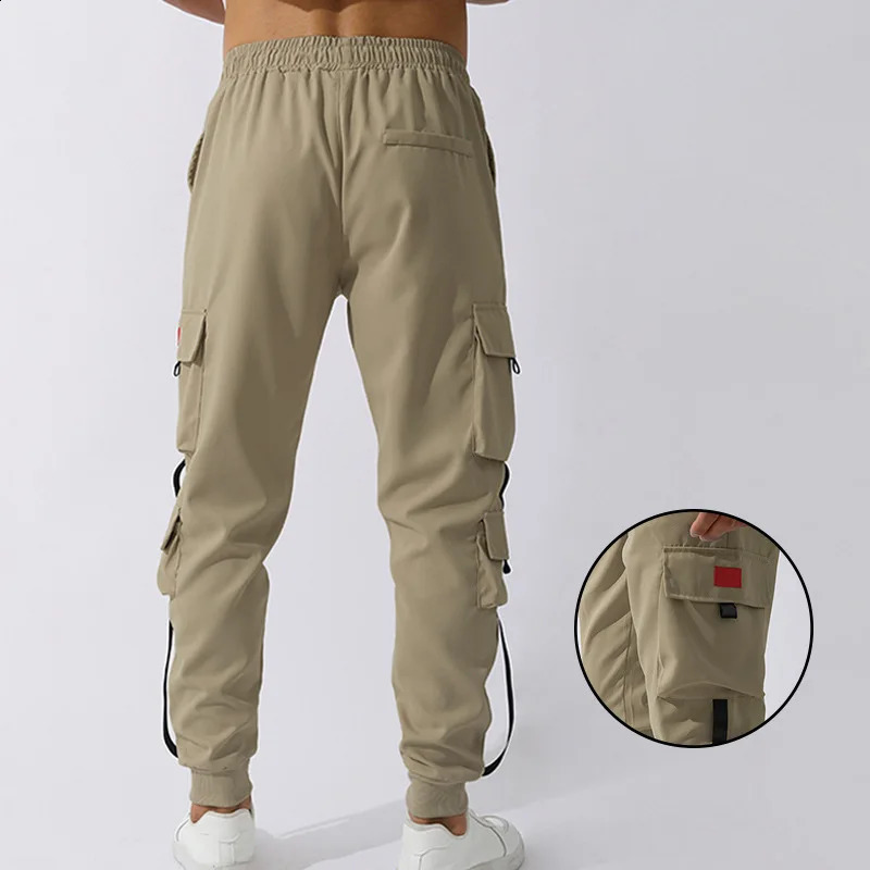 Mens Casual Cargo Pants Sports Jogger Gym Fitness Multi-pocket Trousers Hip Hop Streetwear Running Workout Sweatpant Trackpants 250228