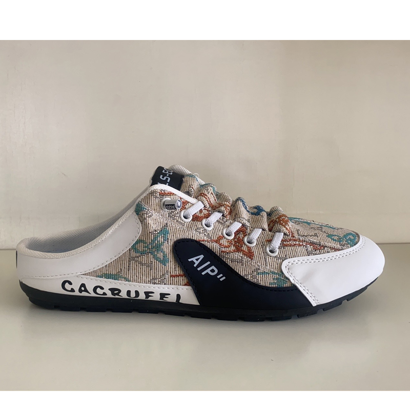 Baotou half support shoes men 2025 cross-border explosive cloth breathable heelless outdoor casual shoes a slip-on lazy shoes