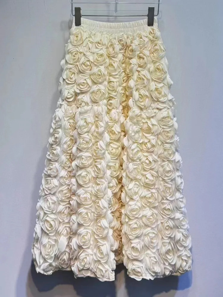 3D Wer Design Loose Red Ball Gown Skirts High Waist Big Size Skirt Women 2024 Autumn New Tide All-Match Clothing O147