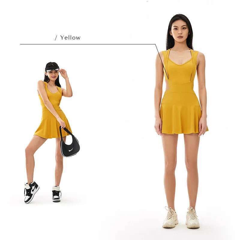 Tennis Dress Female Sleeveless Sport Suits Training Running Fiess Short Skorts Golf Badminton Tracksuits Padded Yoga Skirts
